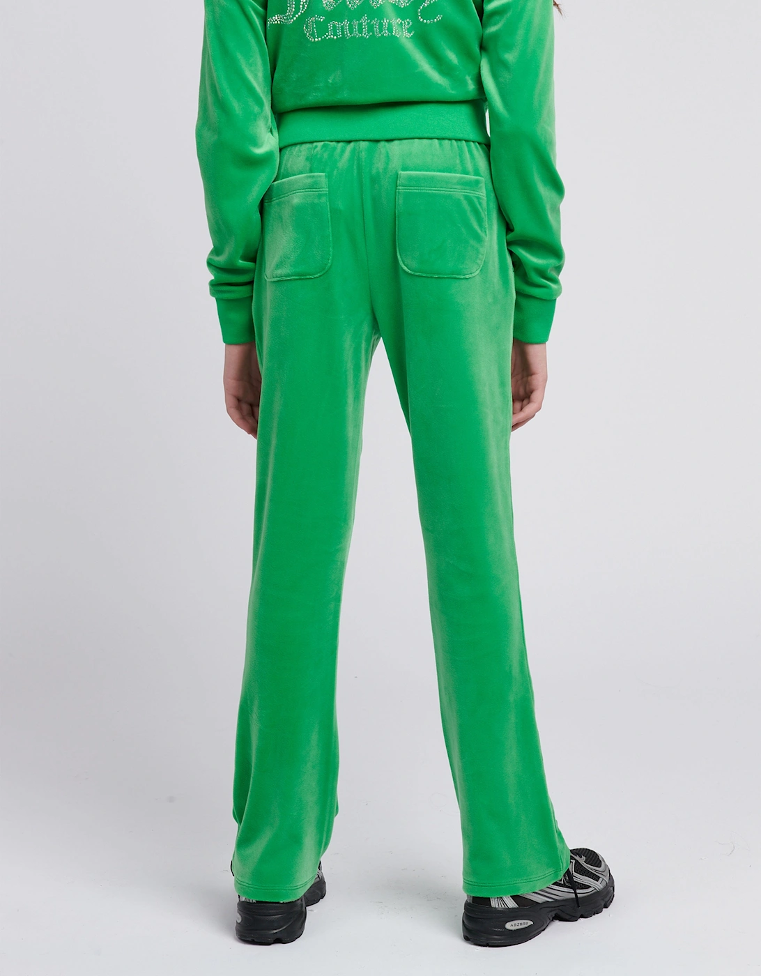 Girls Diamante Bootcut Joggers in Green