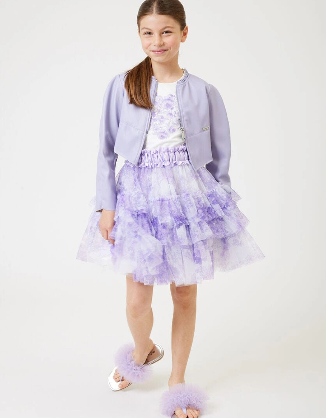 Girls Monochrome Tulle Skirt in Purple