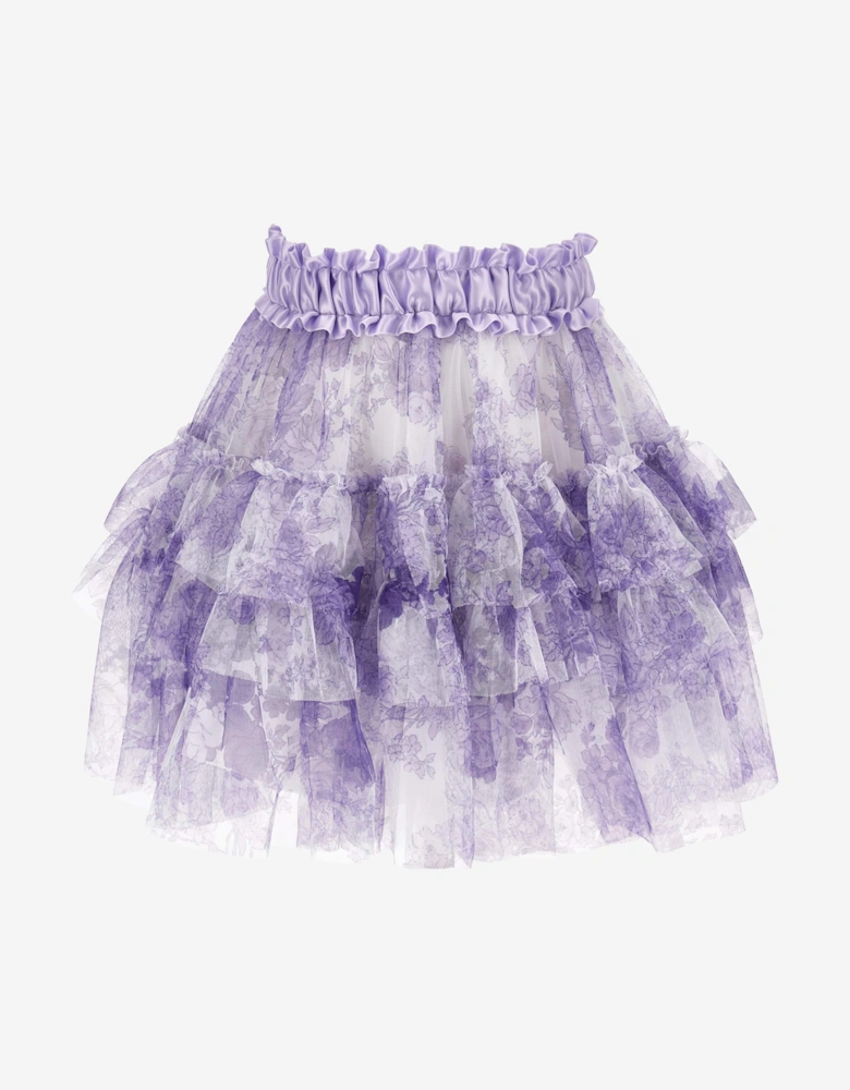 Girls Monochrome Tulle Skirt in Purple