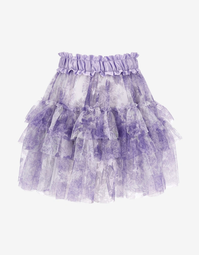 Girls Monochrome Tulle Skirt in Purple