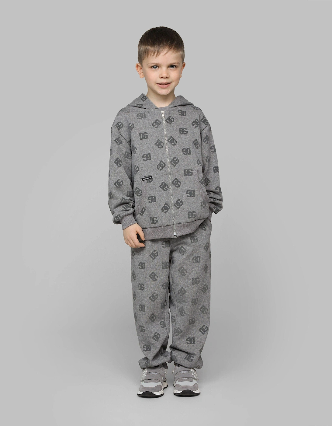 Boys DG Logo Zip Up Top in Grey