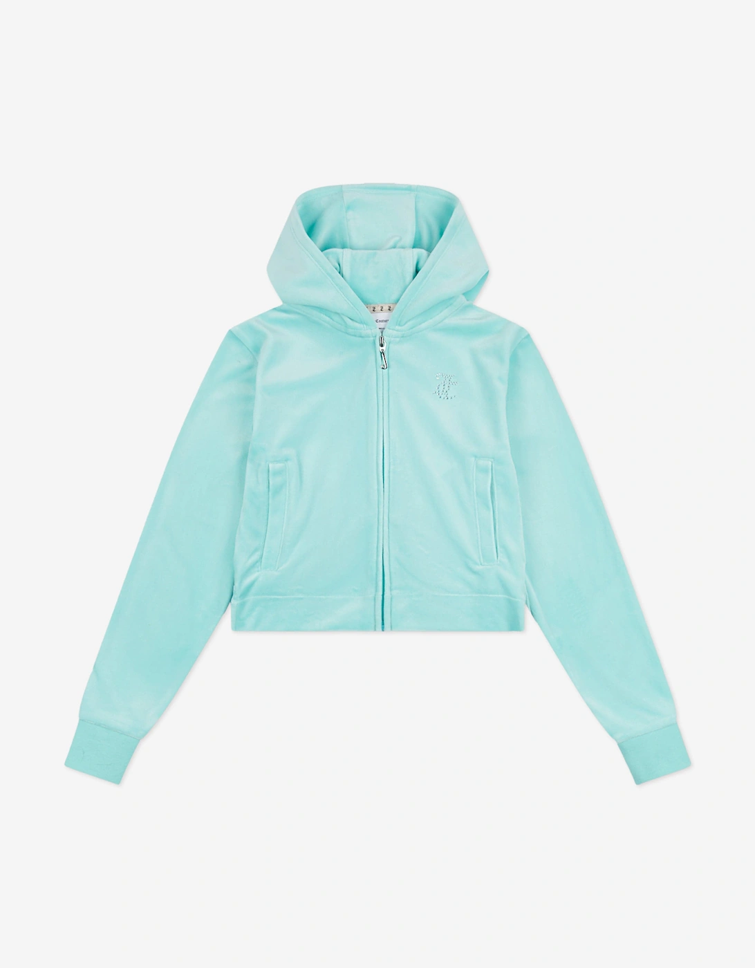 Girls Diamante Logo Zip Up Top in Blue, 5 of 4