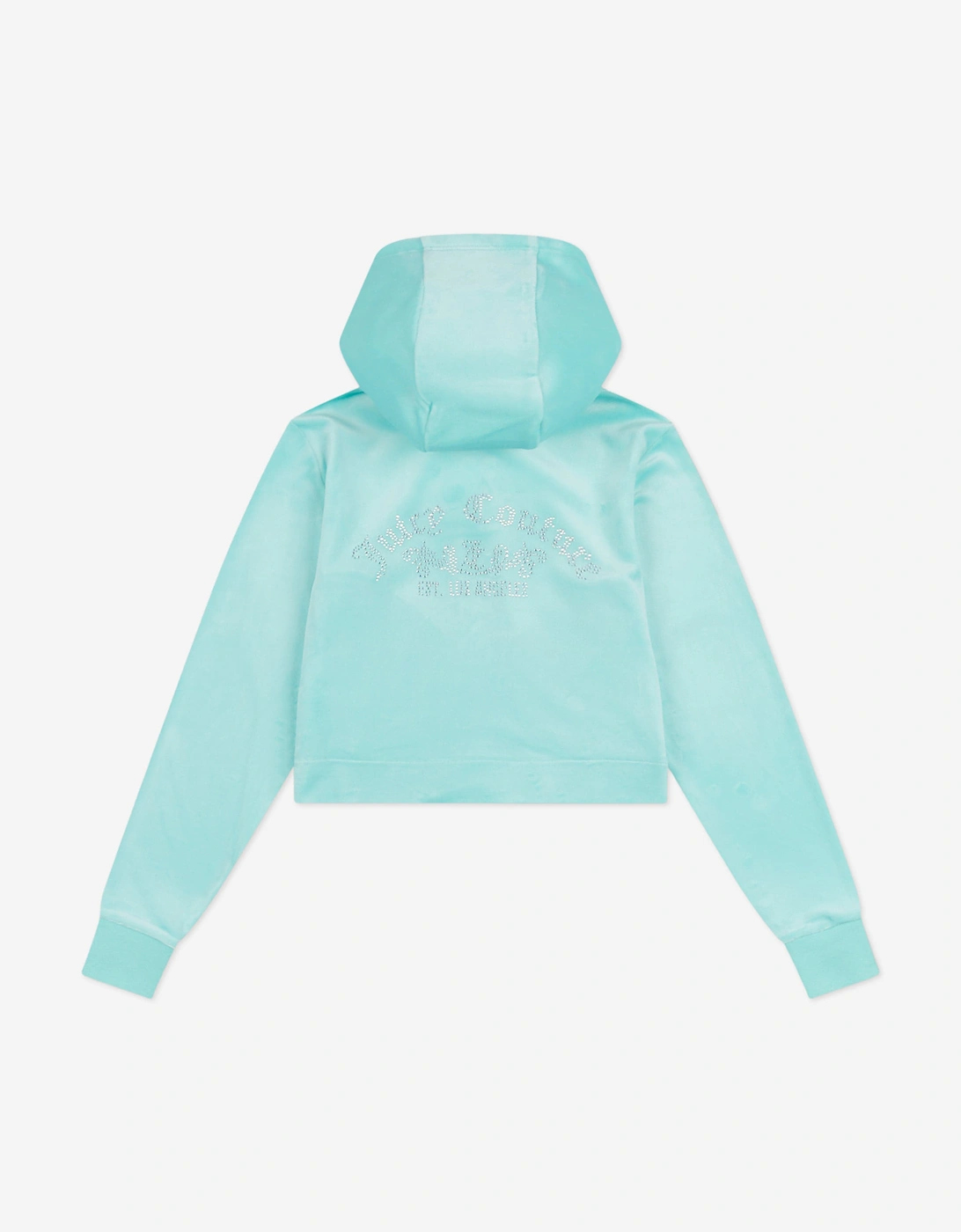 Girls Diamante Logo Zip Up Top in Blue
