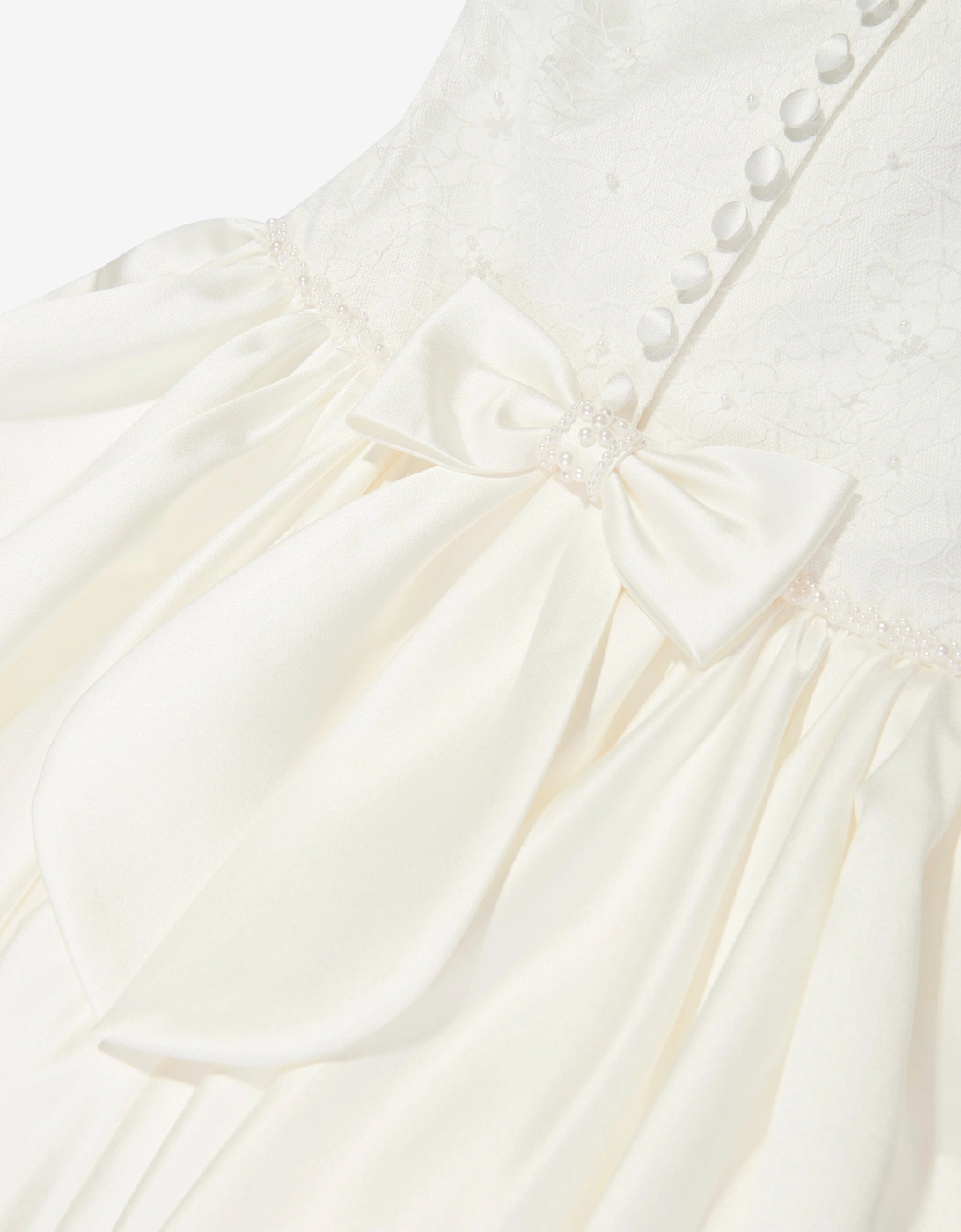 Girls Ceremonial Ballerina Length Dress in White