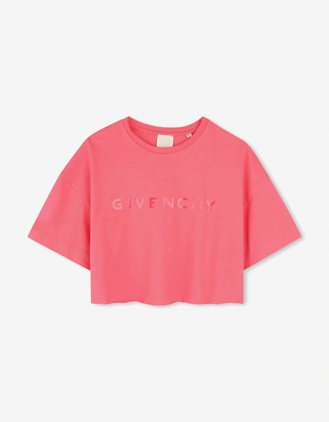 Girls Cropped Logo T-Shirt in Pink, 5 of 4