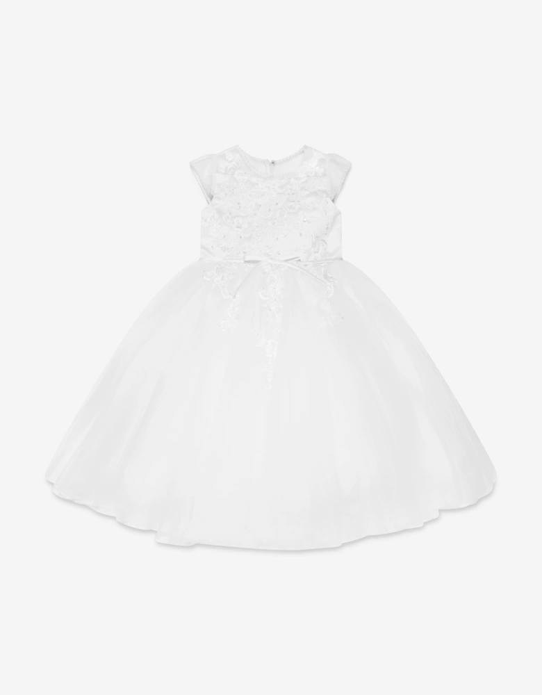 Girls Ceremonial Ballerina Length Dress in White