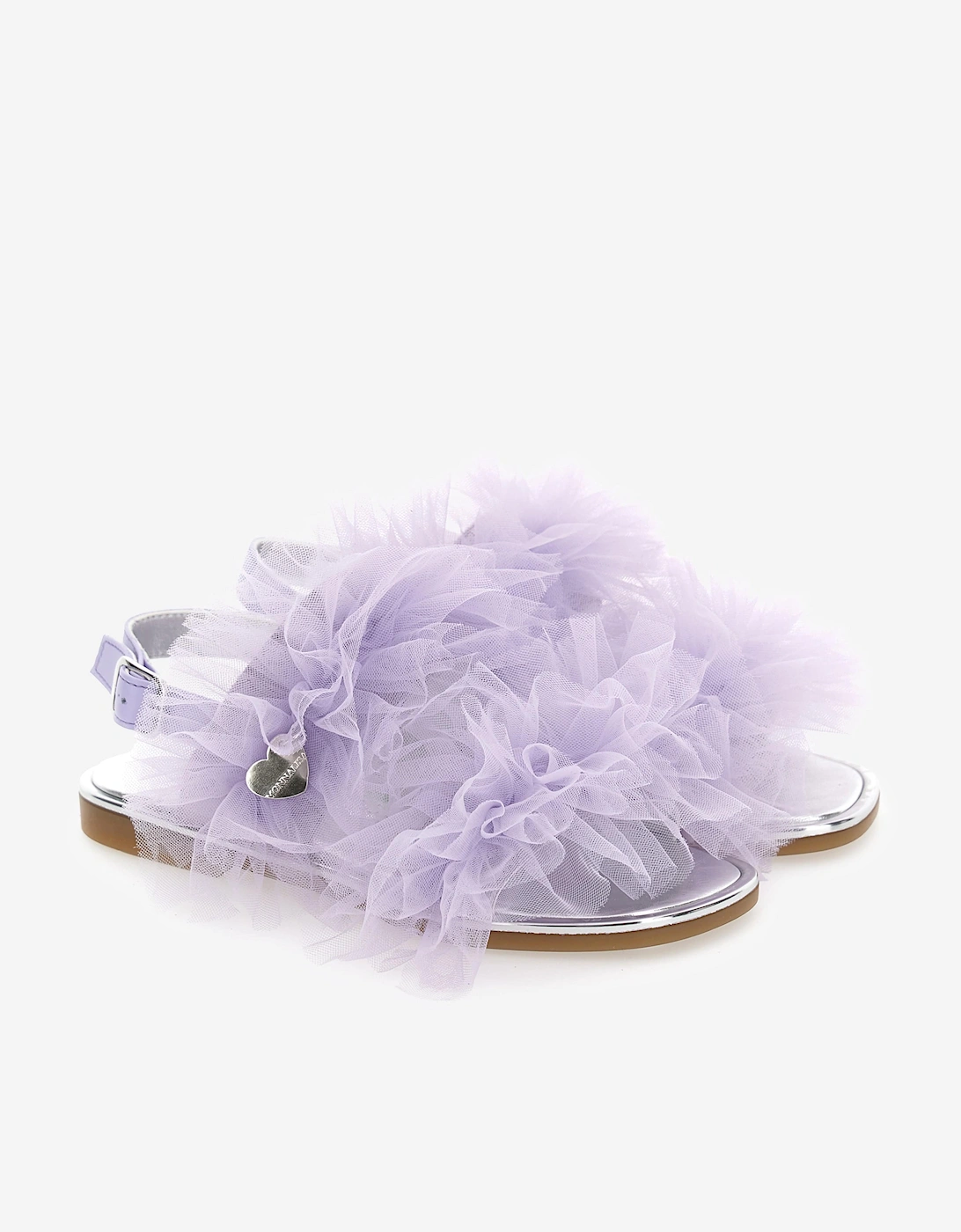 Girls Ruched Tulle Sandals in Purple