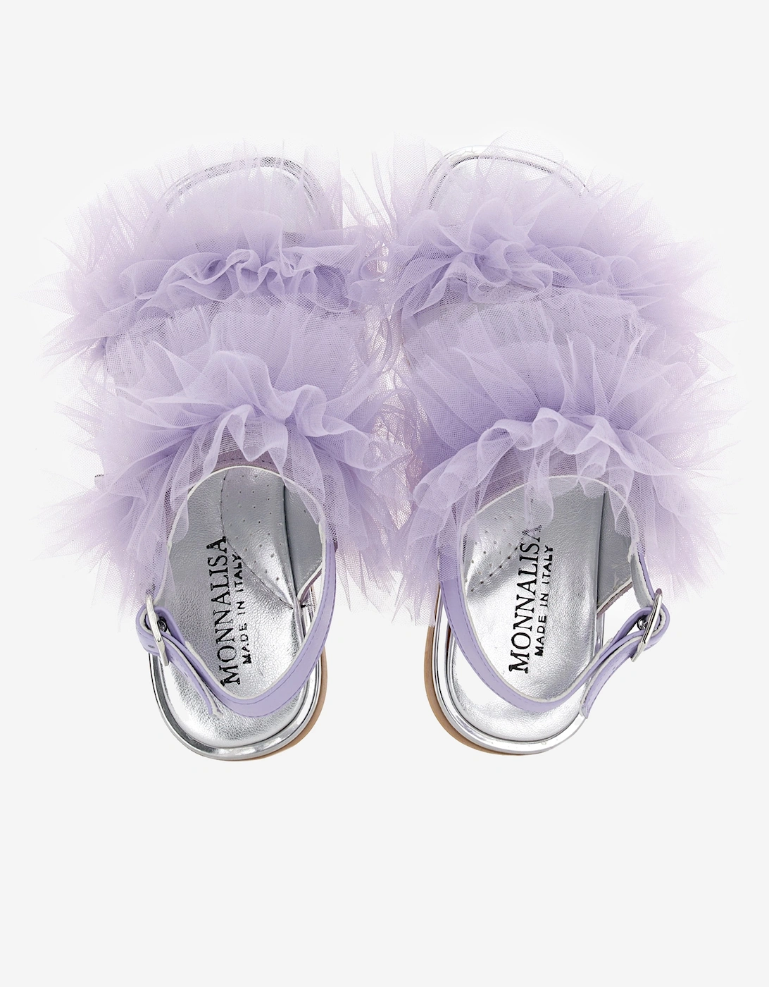 Girls Ruched Tulle Sandals in Purple