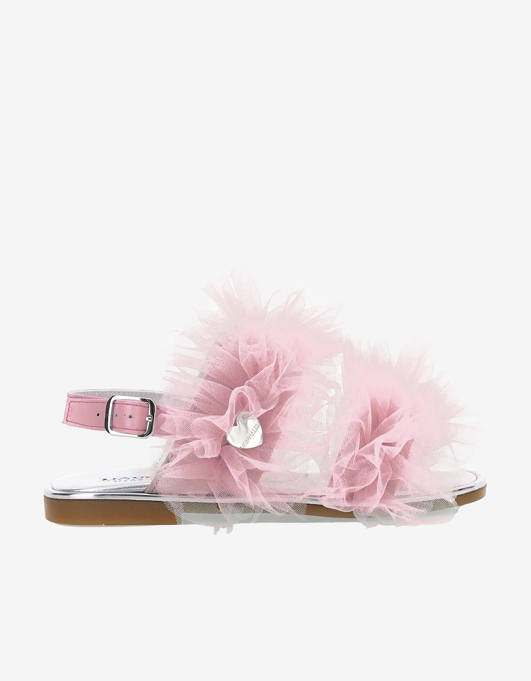 Girls Ruched Tulle Sandals in Pink, 4 of 3