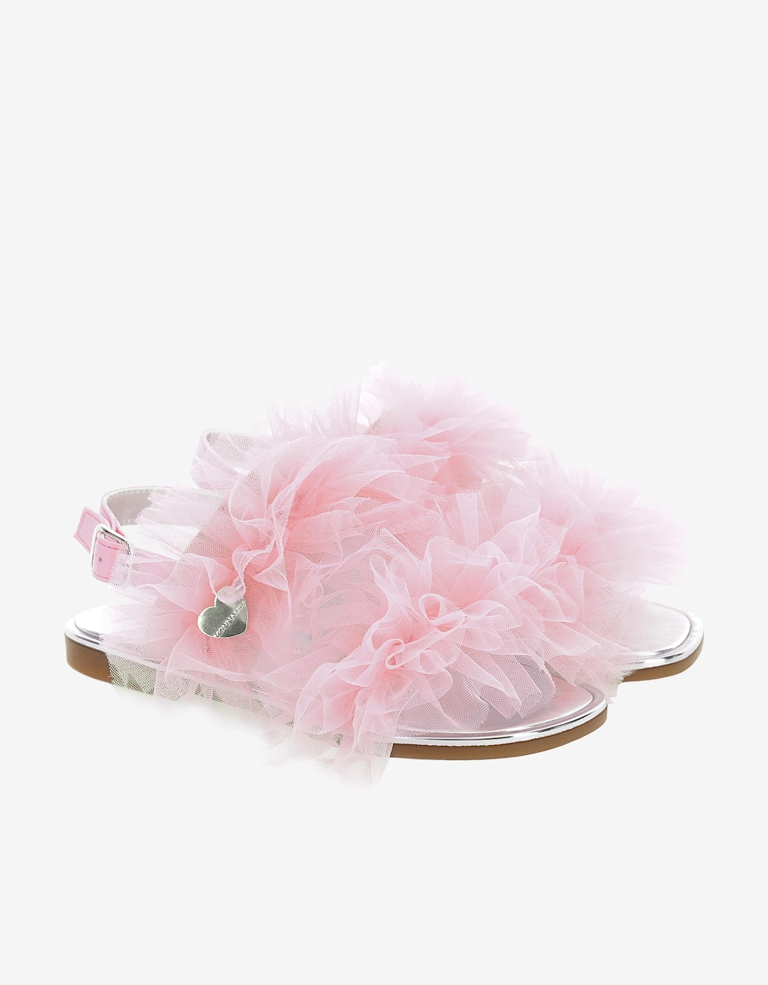 Girls Ruched Tulle Sandals in Pink