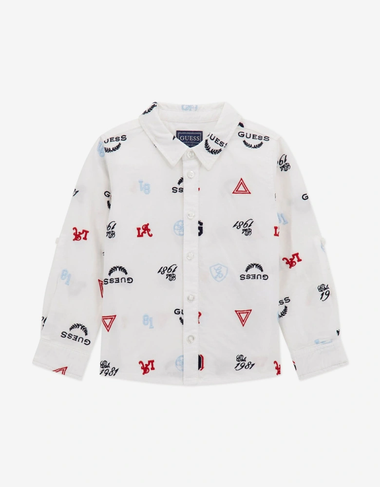 Boys Logo Oxford Shirt in White