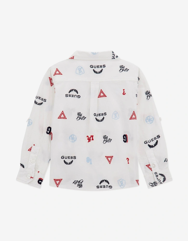 Boys Logo Oxford Shirt in White