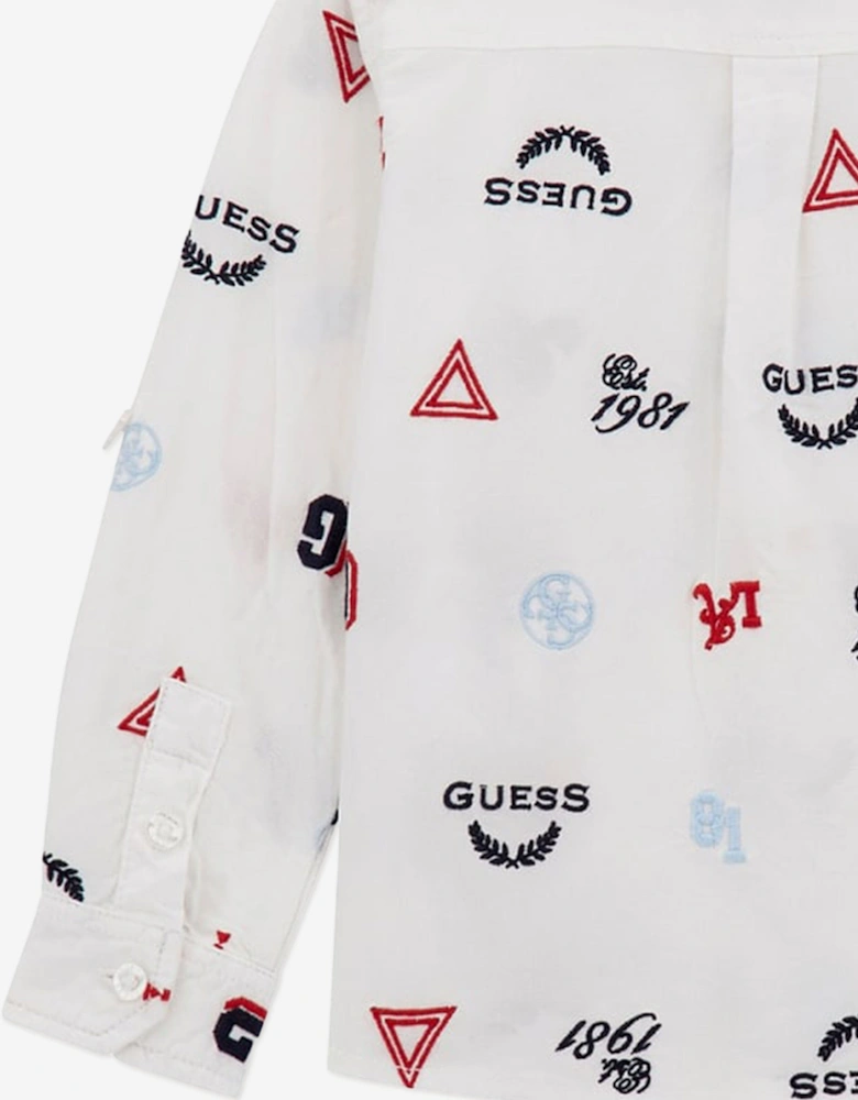 Boys Logo Oxford Shirt in White