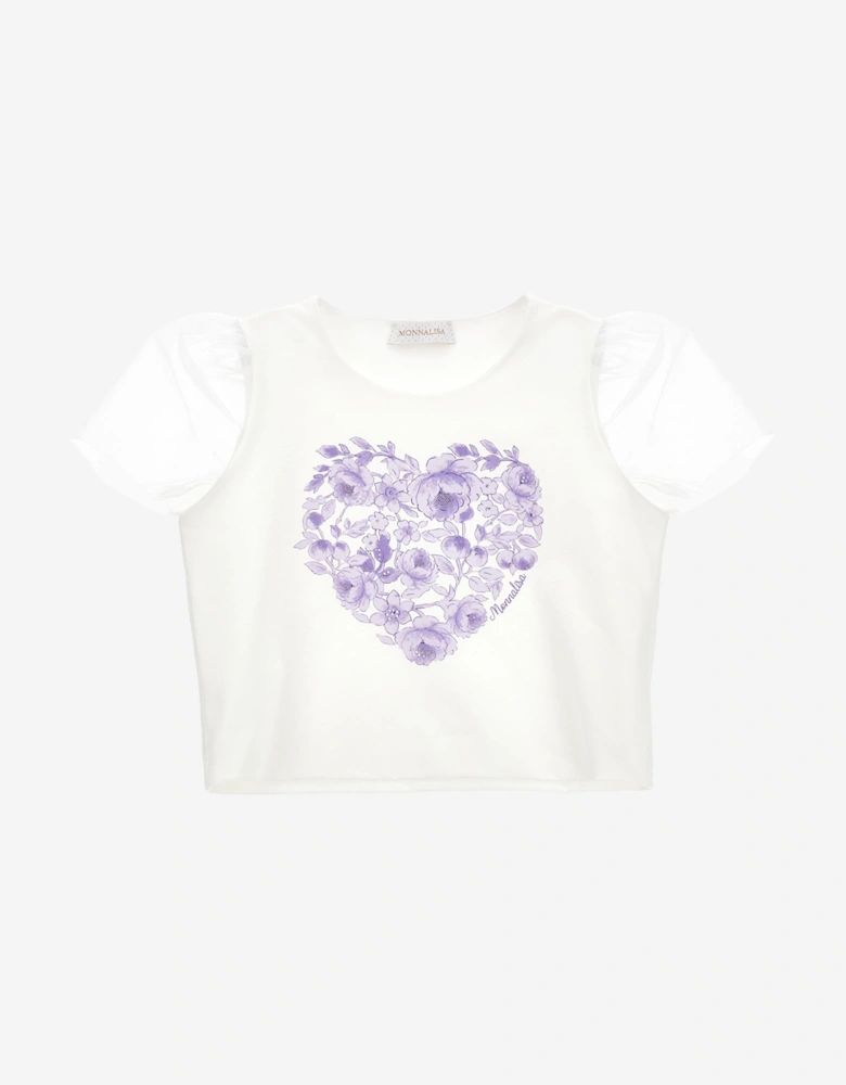 Girls Heart T-Shirt Ivory