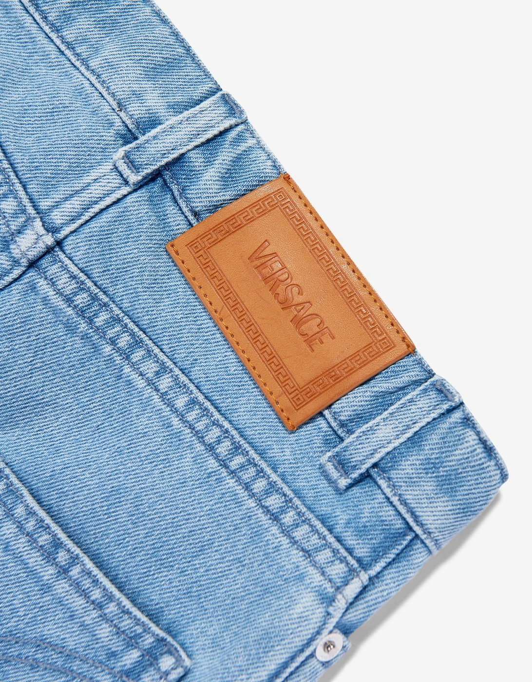 Girls Embroidered Flowers Denim Shorts in Blue