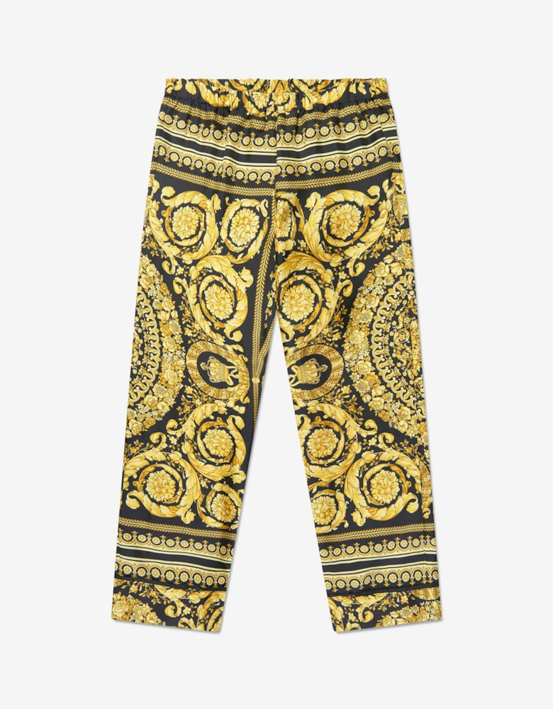 Girls Silk Barocco Trousers in Black