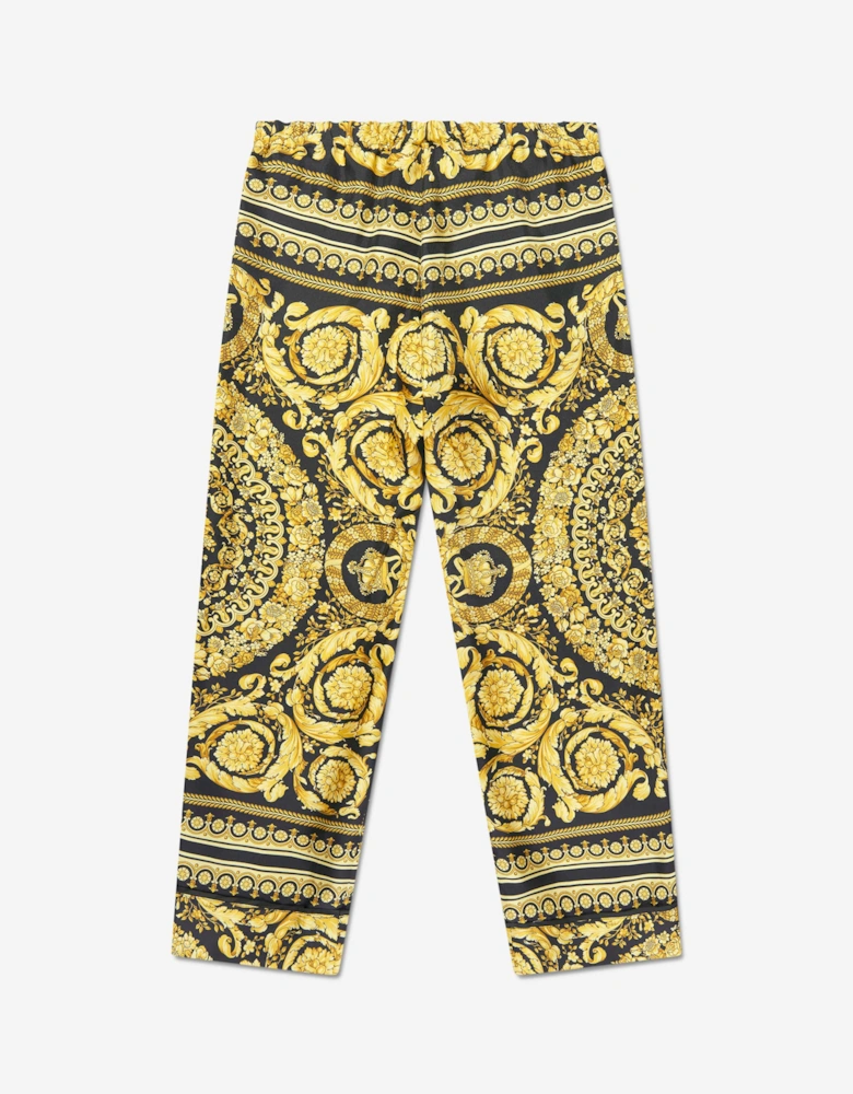 Girls Silk Barocco Trousers in Black
