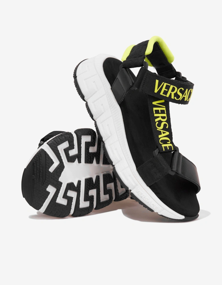 Kids Logo Strap Sandals in Black