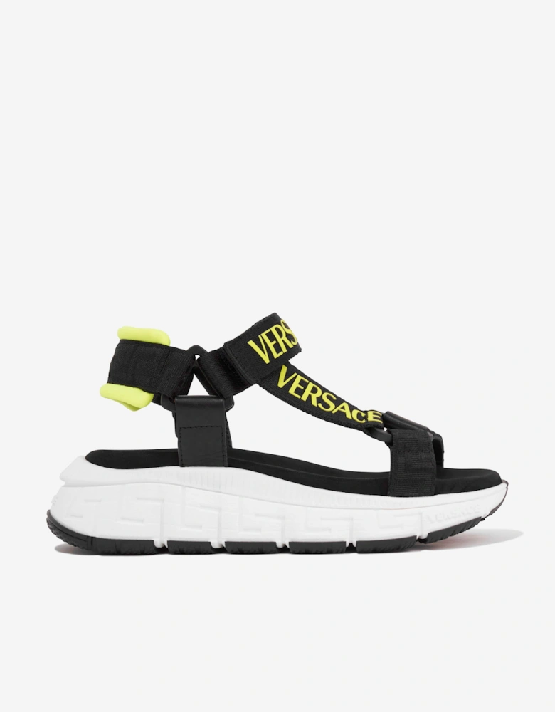 Kids Logo Strap Sandals in Black
