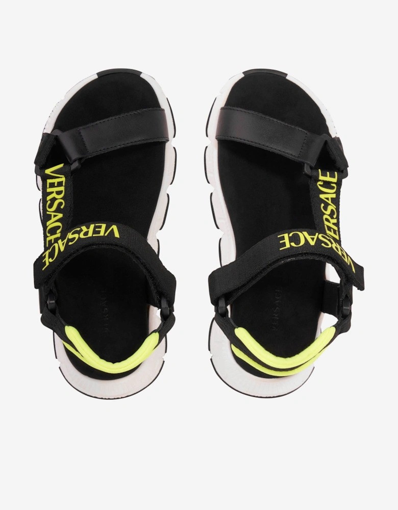 Kids Logo Strap Sandals in Black