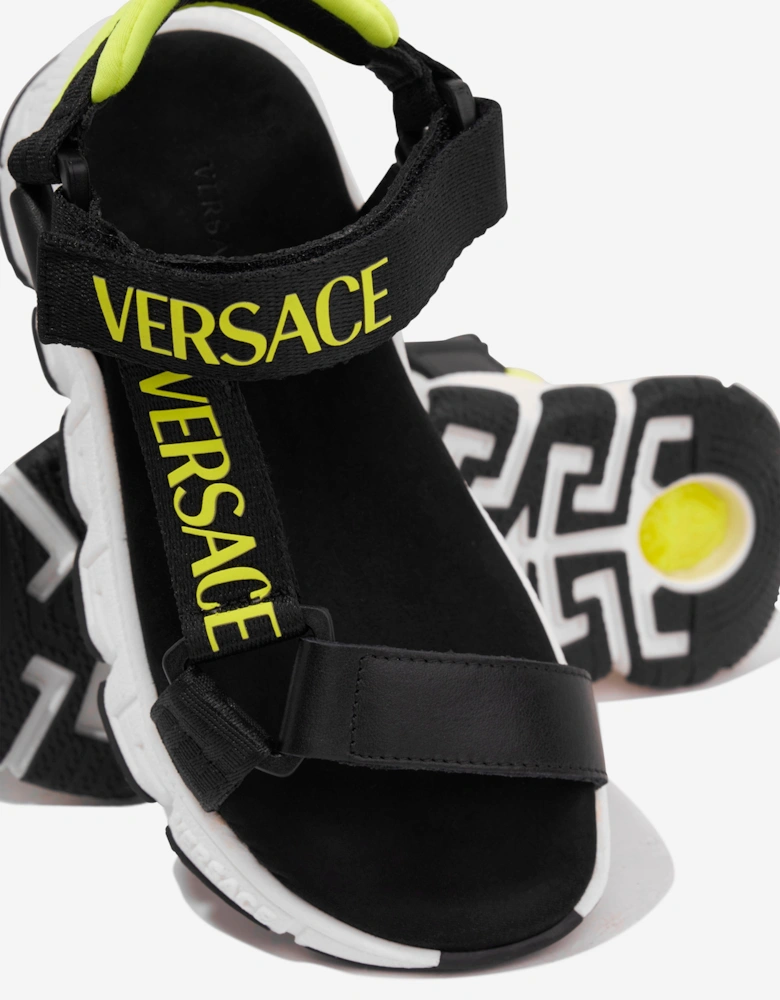 Kids Logo Strap Sandals in Black