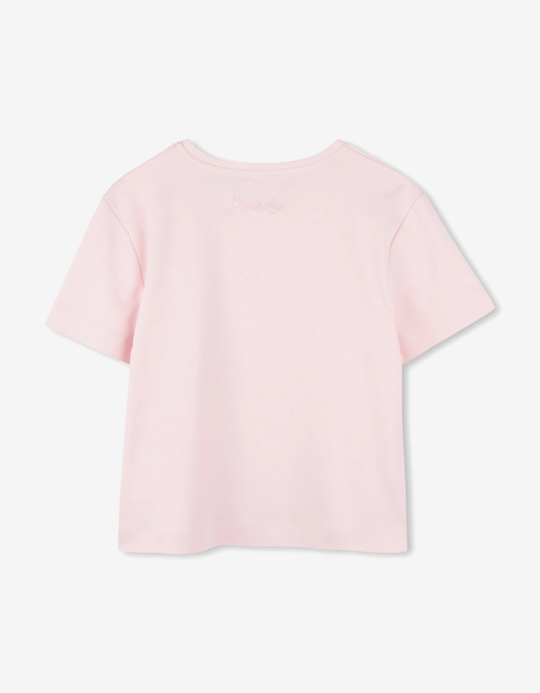 Girls 4G Satin Bow T-Shirt in Pink