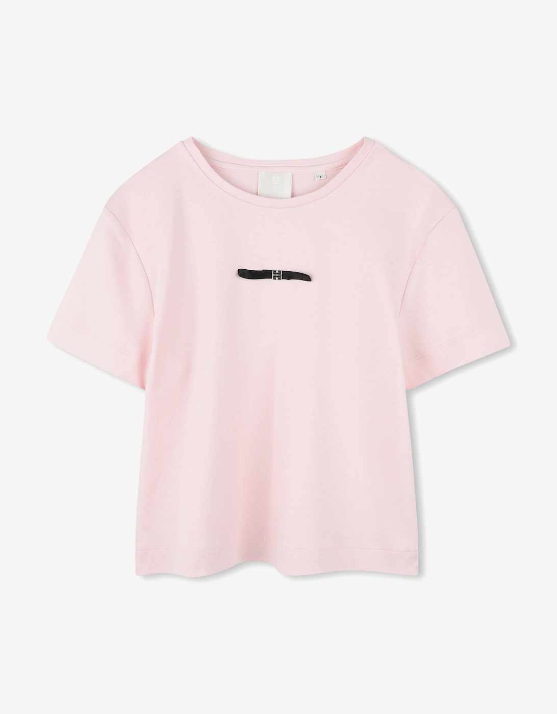 Girls 4G Satin Bow T-Shirt in Pink, 5 of 4