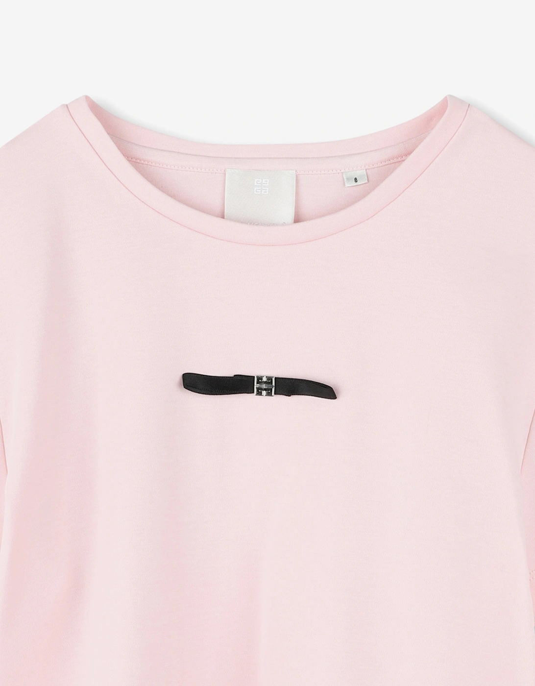 Girls 4G Satin Bow T-Shirt in Pink