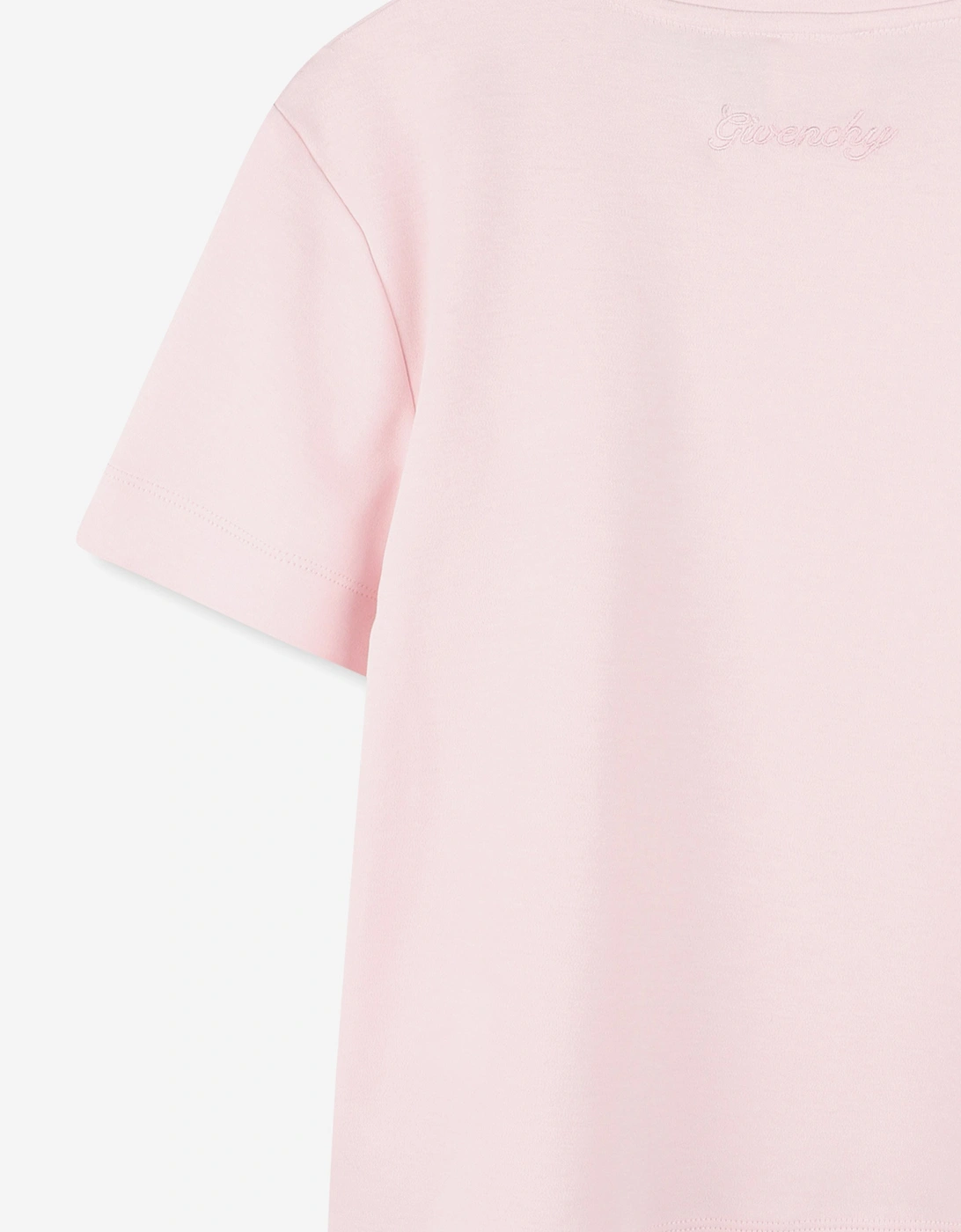 Girls 4G Satin Bow T-Shirt in Pink