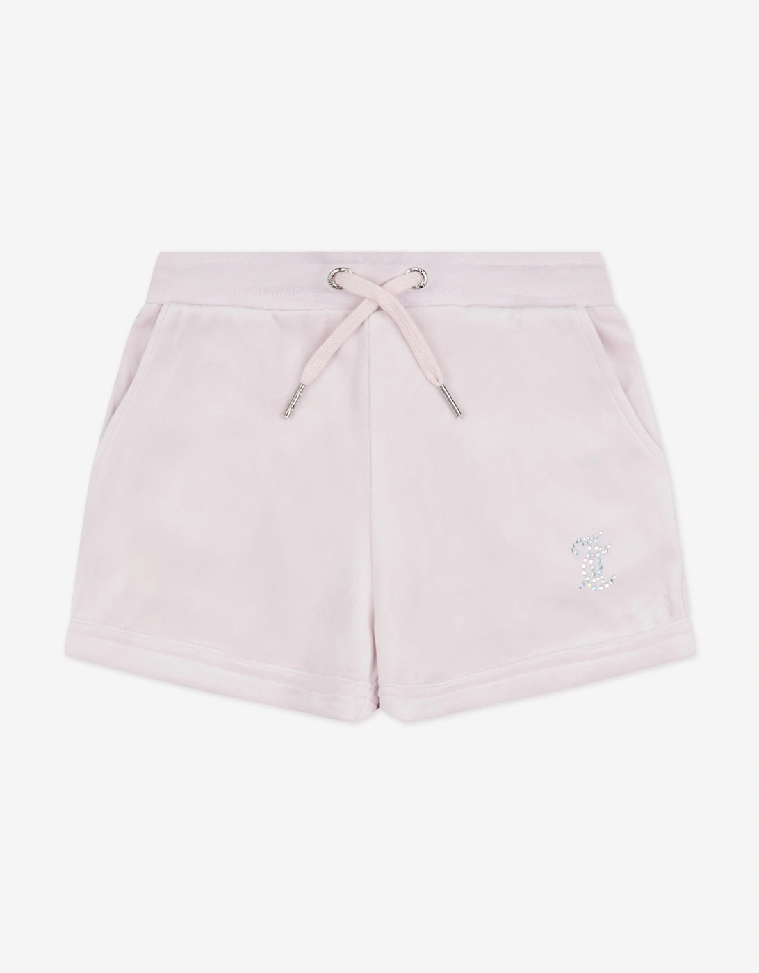 Girls Diamante Velour Fold Up Shorts in Purple, 6 of 5