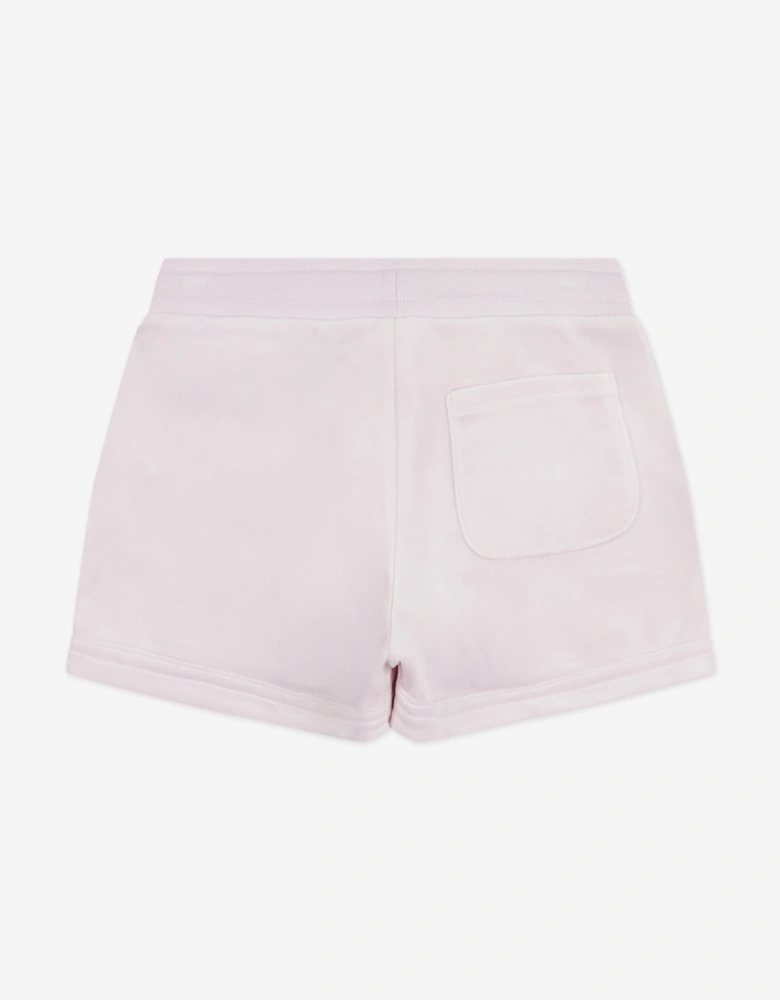 Girls Diamante Velour Fold Up Shorts in Purple