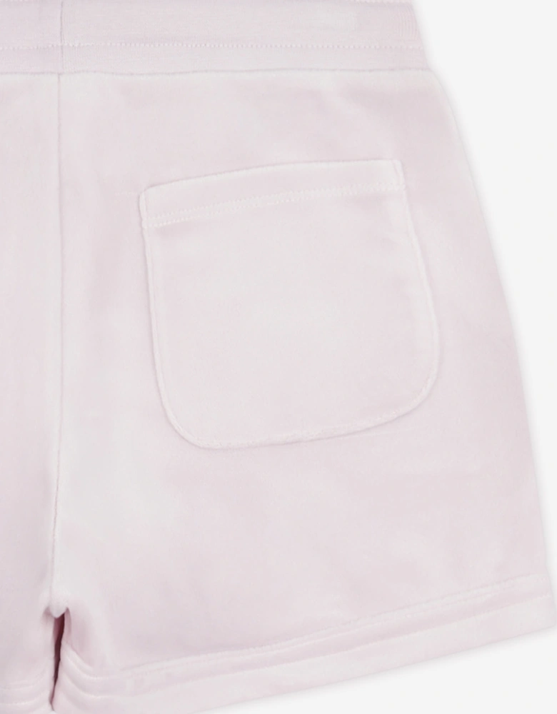 Girls Diamante Velour Fold Up Shorts in Purple