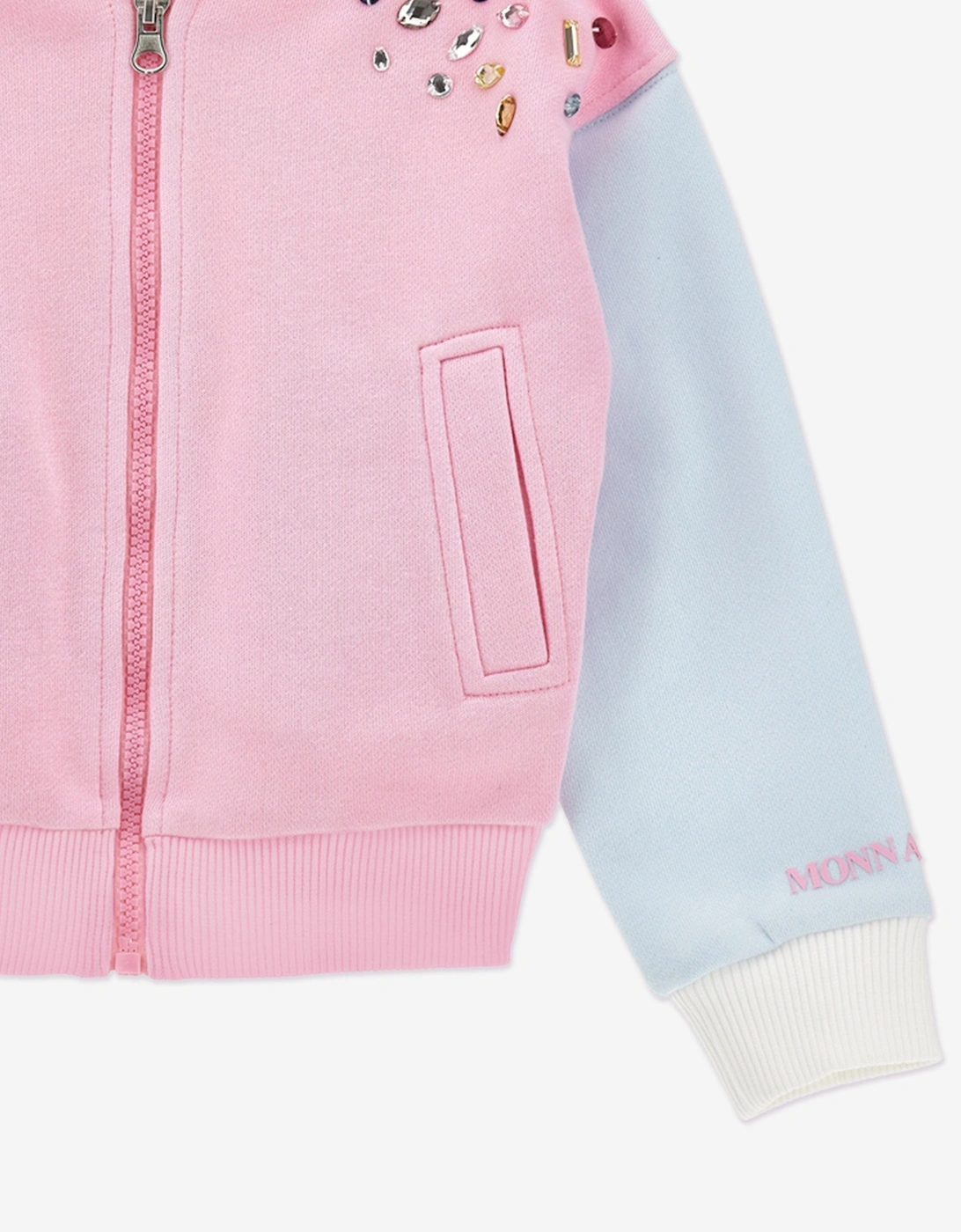 Girls Embellished Bomber Zip Up in Pink