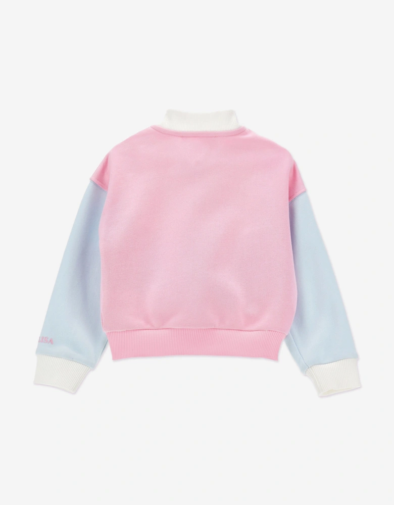 Girls Embellished Bomber Zip Up in Pink