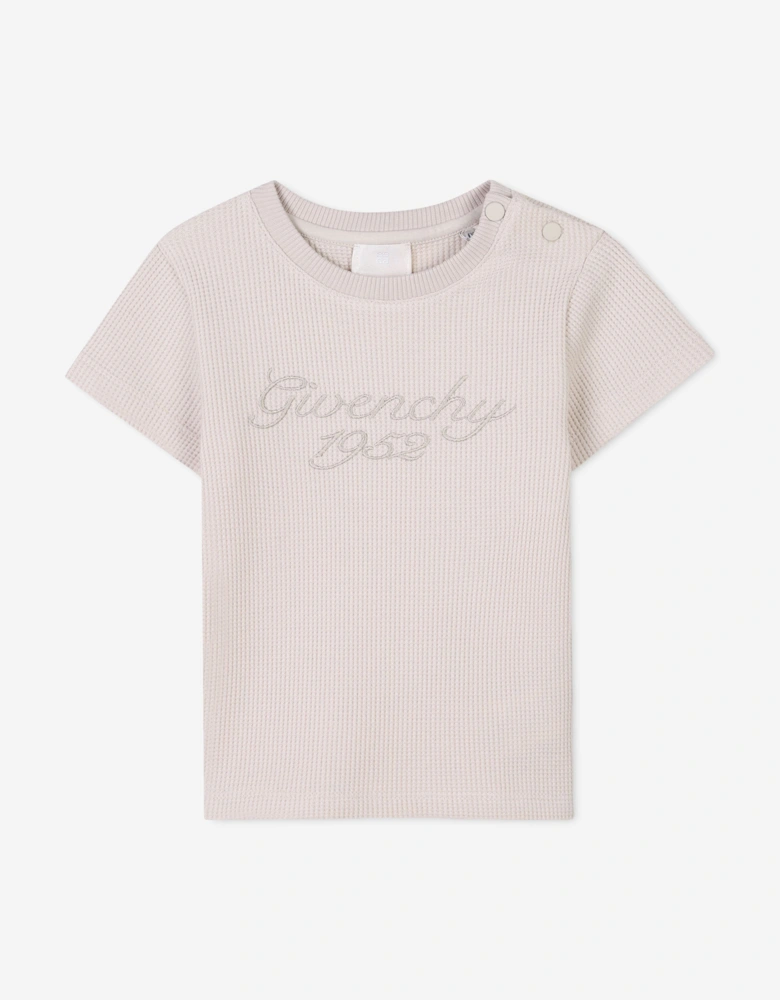Baby Boys Signature Print T-Shirt in Beige