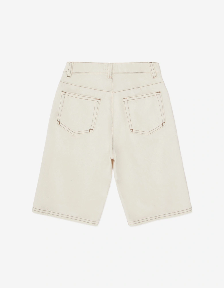 Boys Cotton Bermuda Shorts in Beige