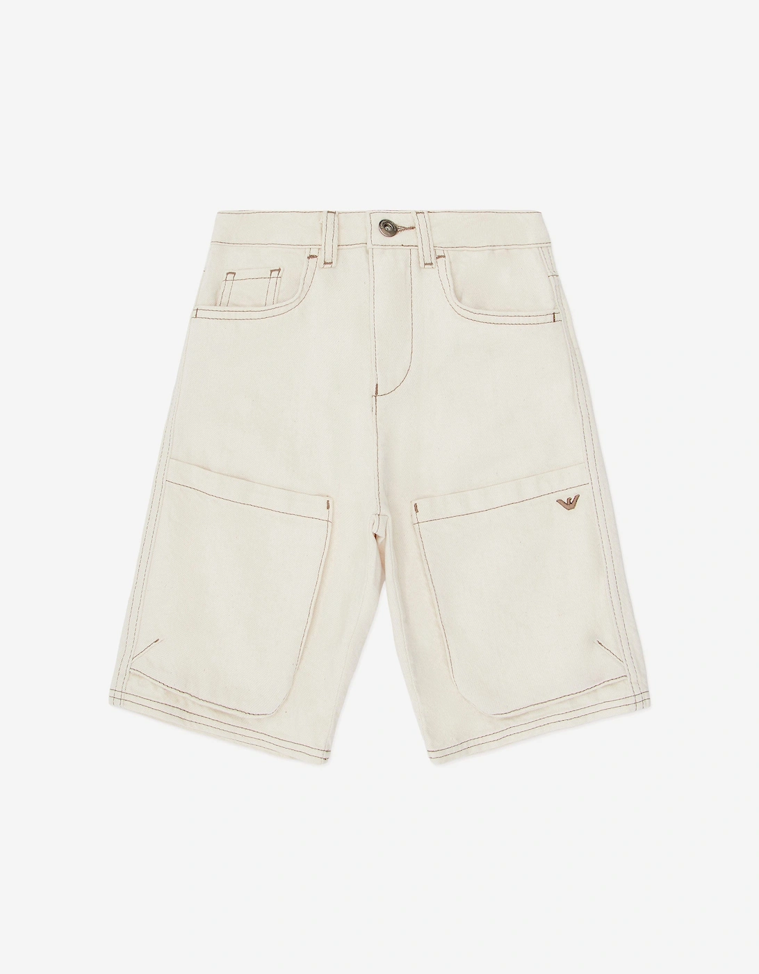 Boy's Emporio Armani Boys Cotton Bermuda Shorts in Beige - Cream - Size: 16 years