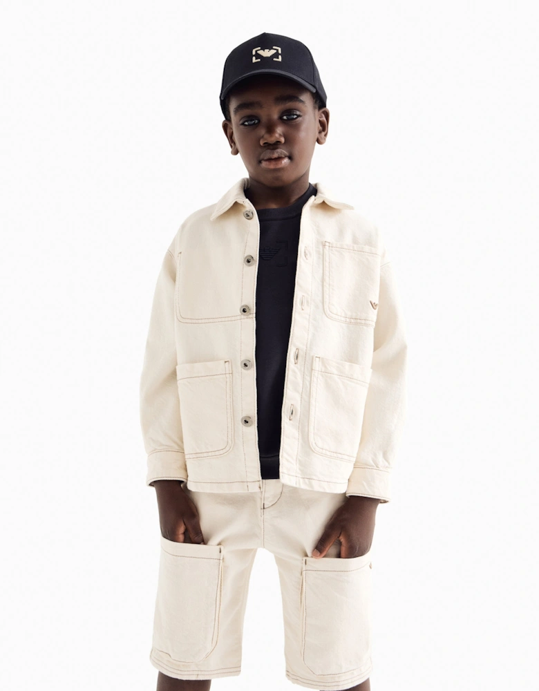 Boys Cotton Bermuda Shorts in Beige