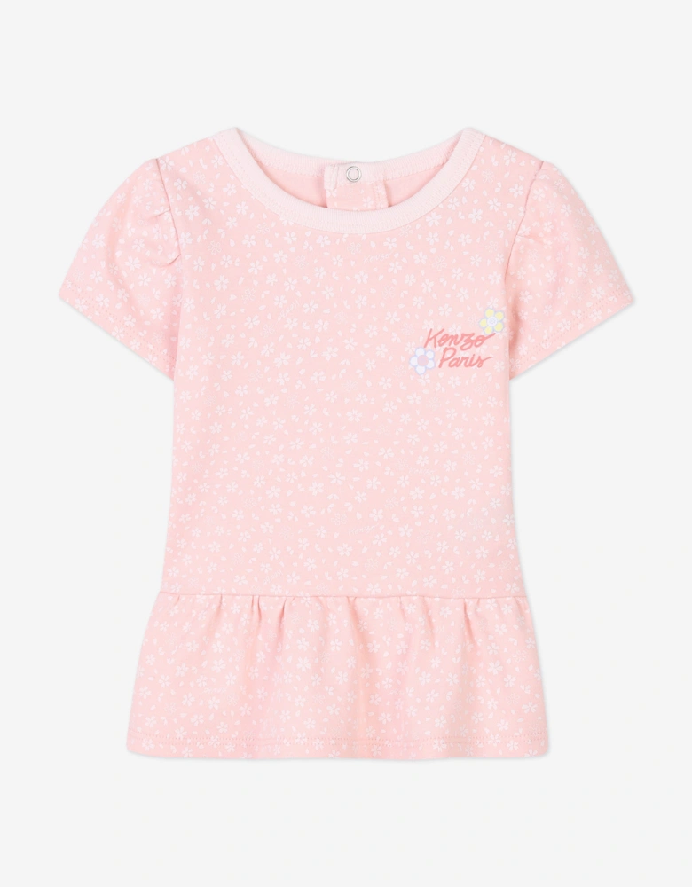 Baby Girls Dress and Hat Set in Pink