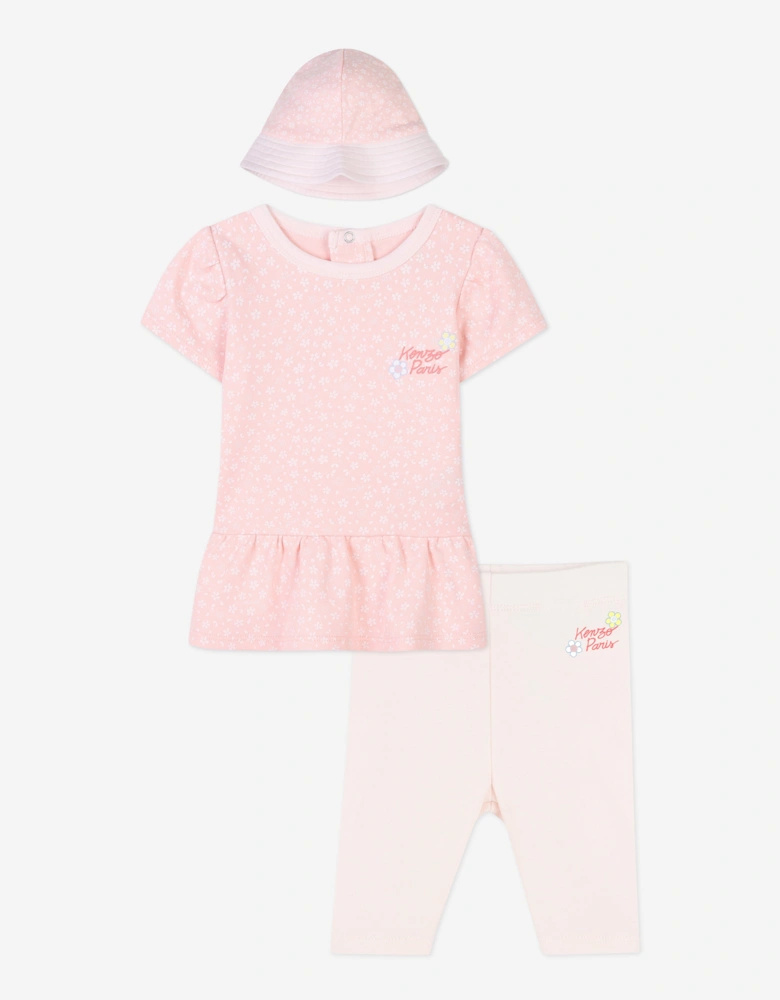 Baby Girls Dress and Hat Set in Pink