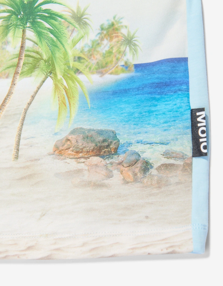 Boys Beach Dinosaur Print T-Shirt in Blue
