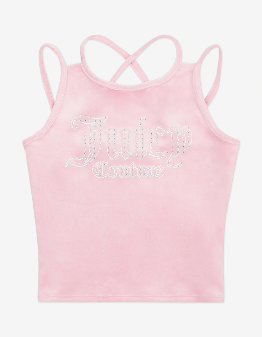 Girls Velour Strappy Top and Runner Set in Pink
