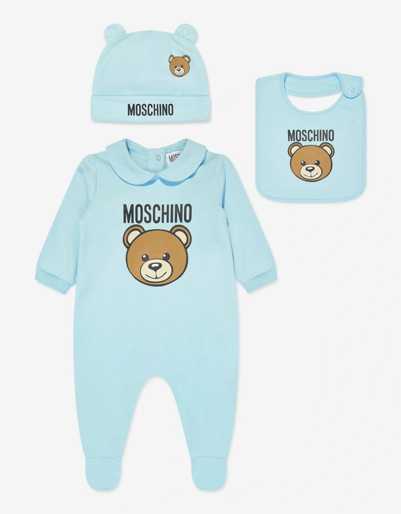 Baby Boys Bear Logo Babygrow Gift Set in Blue