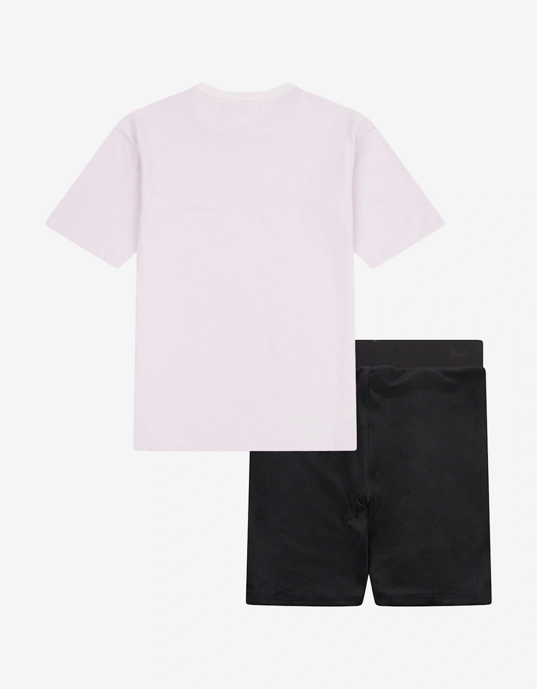 Girls T-Shirt and Velour Cycling Short Set in Black