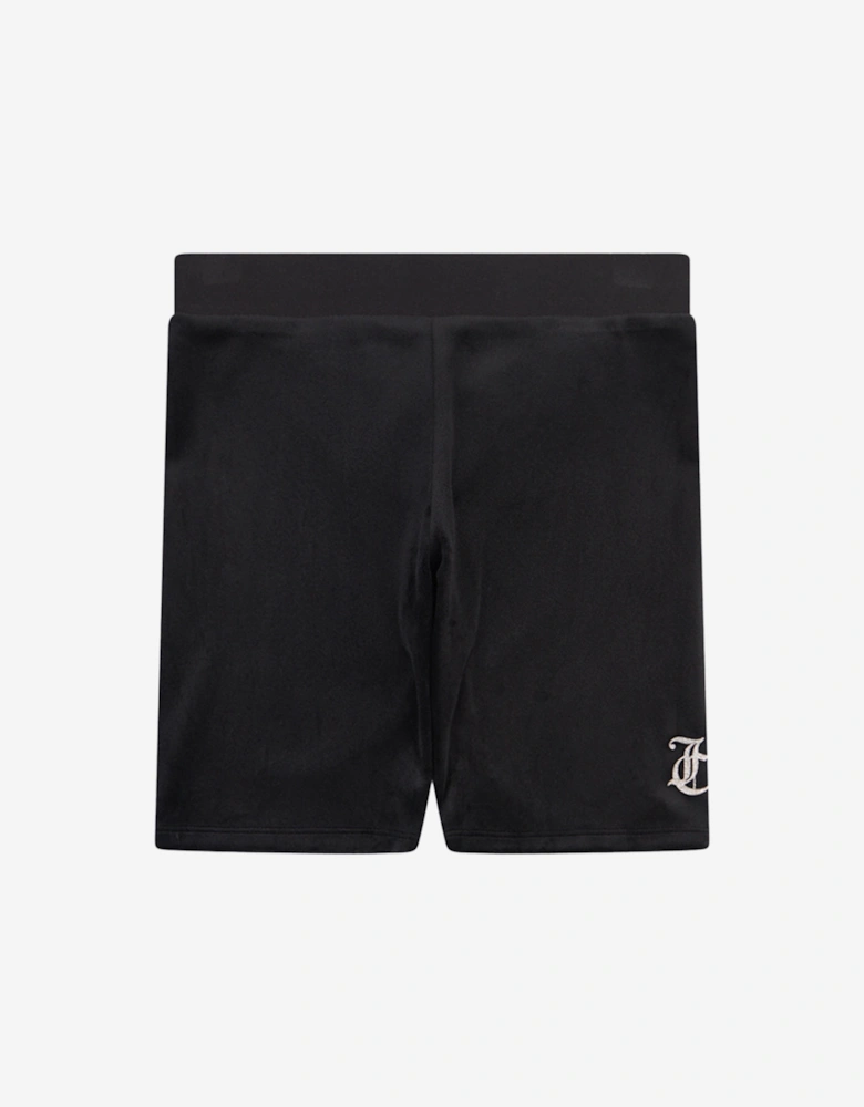 Girls T-Shirt and Velour Cycling Short Set in Black