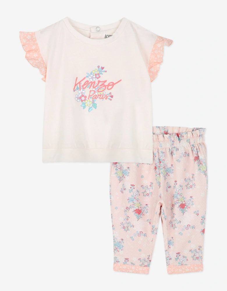 Baby Girls T-Shirt and Pants Set in Pink