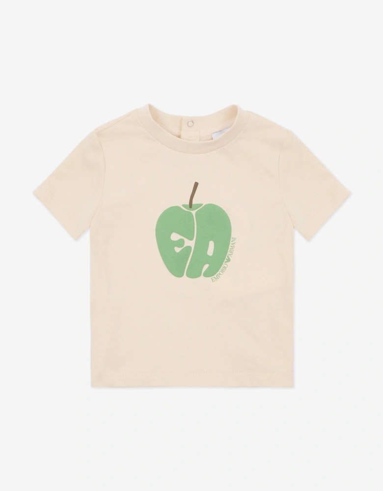Baby Boys Apple Logo T-Shirt in Beige