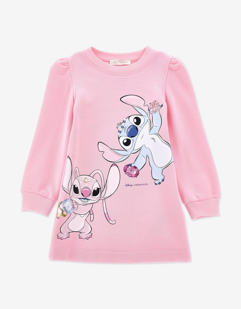 Girls Stitch and Angel Sweater Dress in Pink