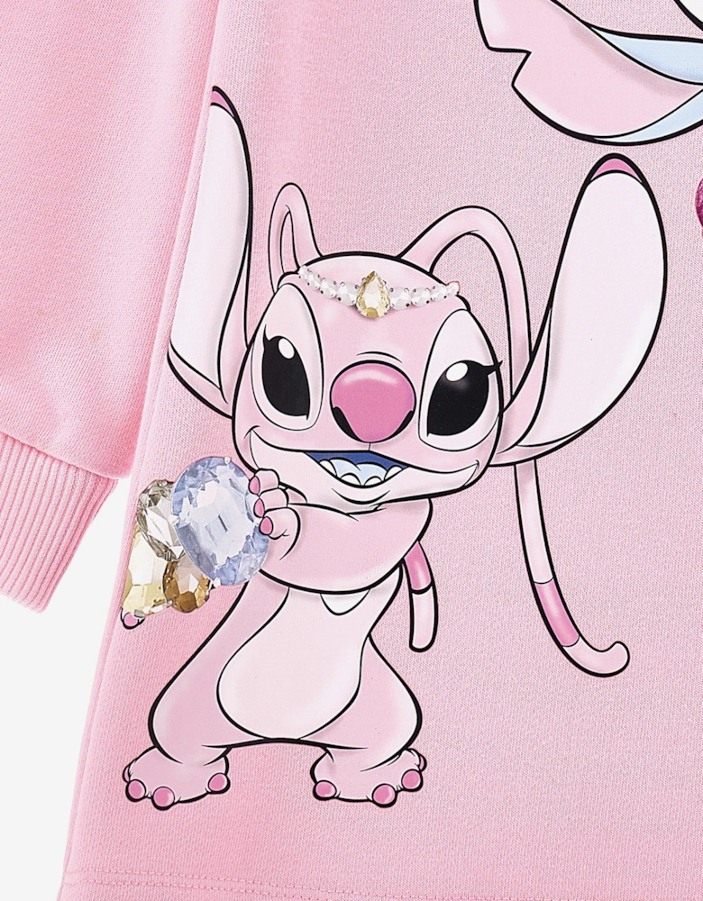 Girls Stitch and Angel Sweater Dress in Pink