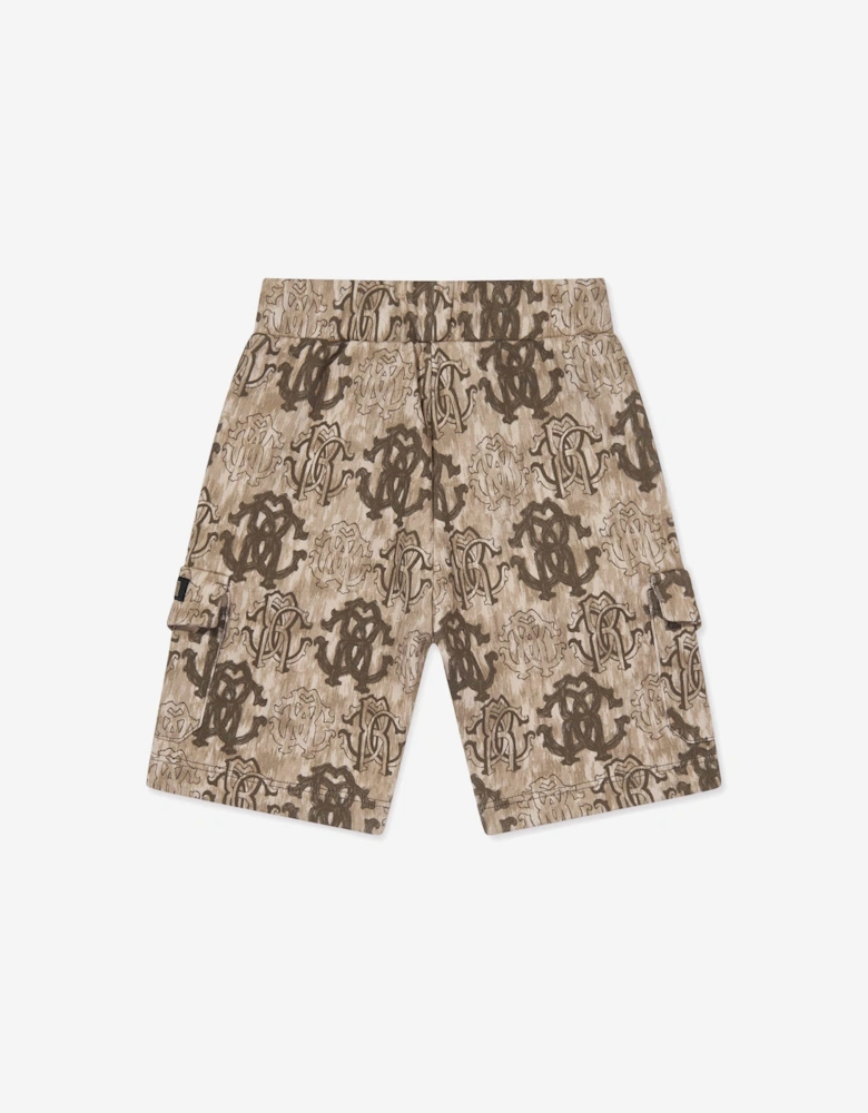Boys Monogram Bermuda Shorts in Brown